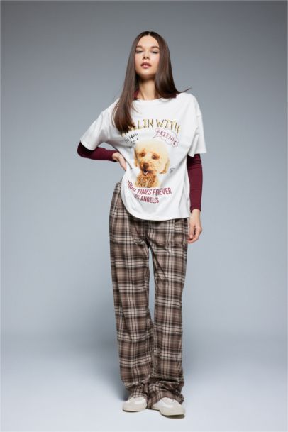 Oversize Fit Crew Neck Printed Short Sleeve T-Shirt