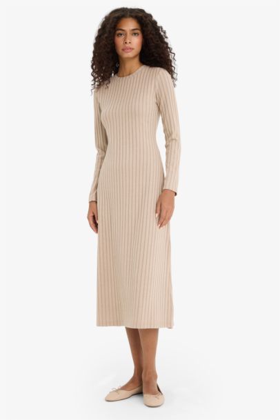 Bodycon Long Sleeve Crew Neck Dress