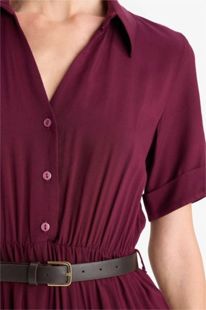 Gömlek Yaka Midi Elbise