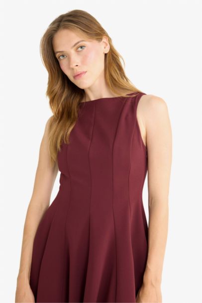 Boat Collar Sleeveless Mini Dress