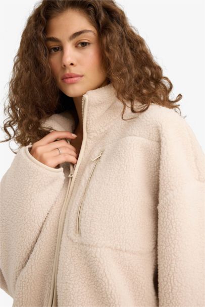 Plush Zippered Cardigan