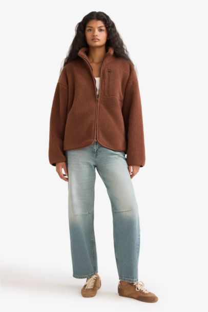 Plush Zippered Cardigan