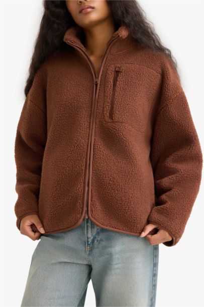 Plush Zippered Cardigan