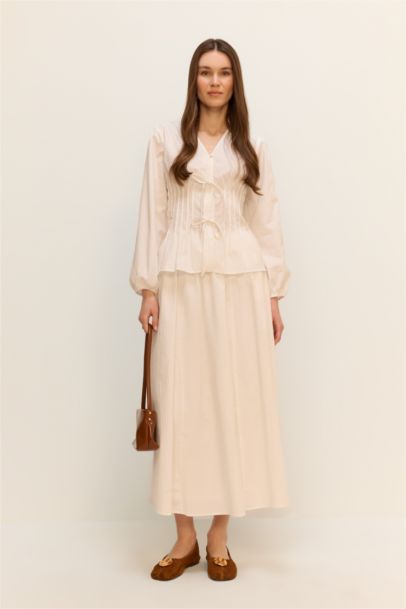 Poplin V-Neck Long Sleeve Tunic