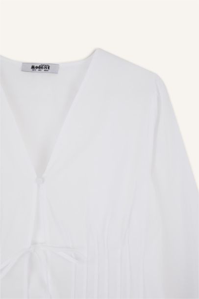 Poplin V-Neck Long Sleeve Tunic