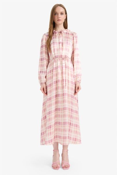 Regular Fit Shirt Collar Printed Satin Dress