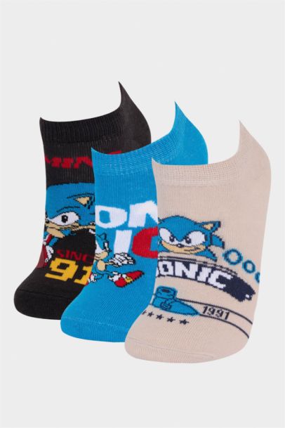 Boy Sonic 3 Piece Cotton Ankle Sockss