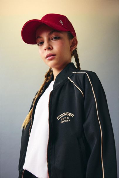 Girl Slogan Printed Crew Neck Scuba Diving Cardigan