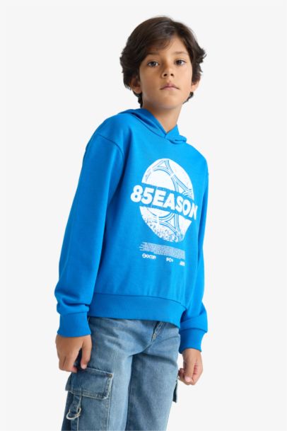 Kapüşonlu Baskılı Sweatshirt Erkek Çocuk
