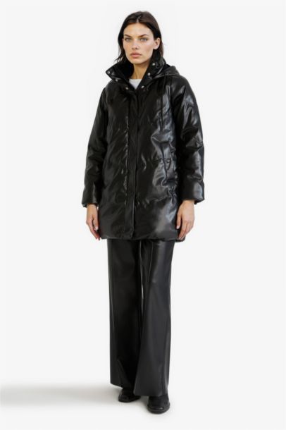 Waterproof Relax Fit Faux Leather Coat