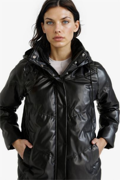Waterproof Relax Fit Faux Leather Coat