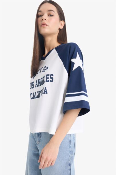 Loose Fit Crew Neck Printed Short Sleeve T-Shirt