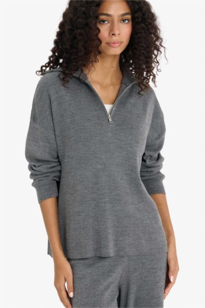 Pull en tricot à demi-zip Coupe régulière
