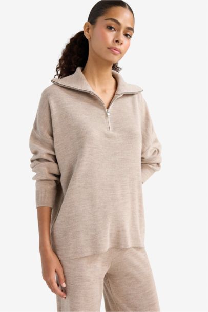 Pull en maille à demi-zip Coupe régulière