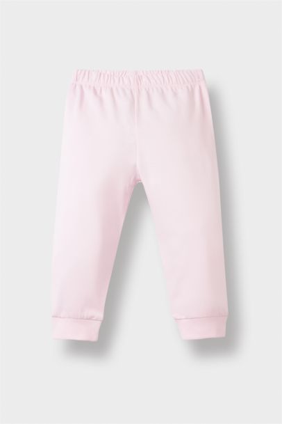 Pijama Takımı Tavşan Baskılı Uzun Kollu Penye Üst Uzun Alt Kız Bebek