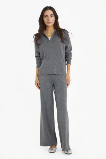 Wide Leg Geniş Bol Paça Triko Pantolon