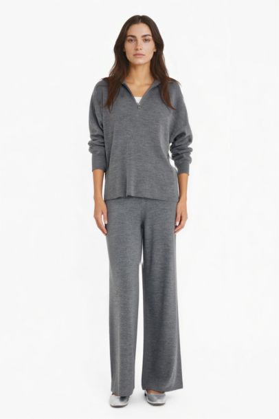 Wide Leg Geniş Bol Paça Triko Pantolon