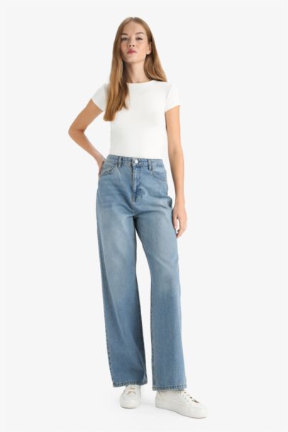 90's Wide Leg High Waist Long Jeans