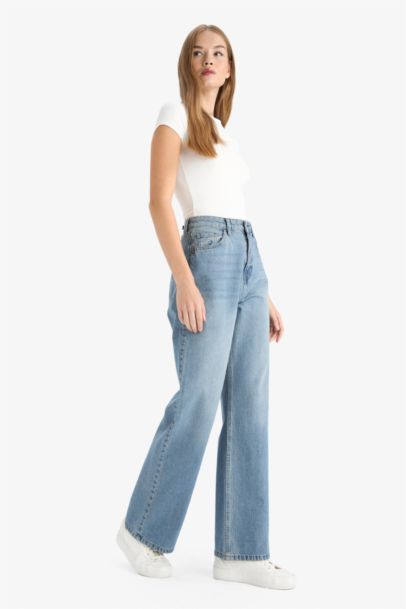 90's Wide Leg High Waist Long Jeans