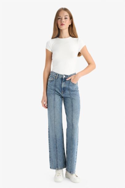 90's Wide Leg High Waist Long Jeans