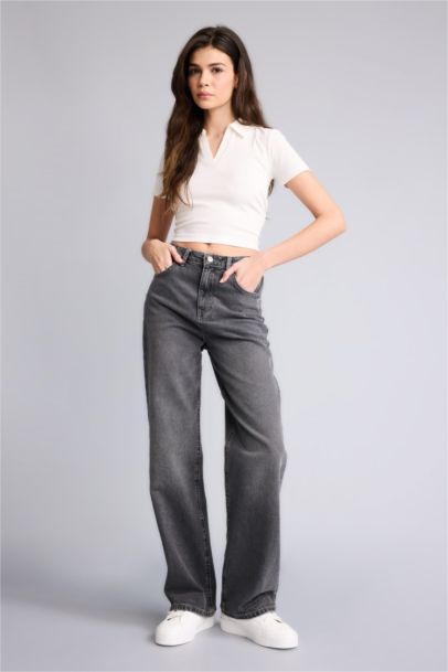 90's Wıde Leg Yüksek Bel Uzun Jean Pantolon