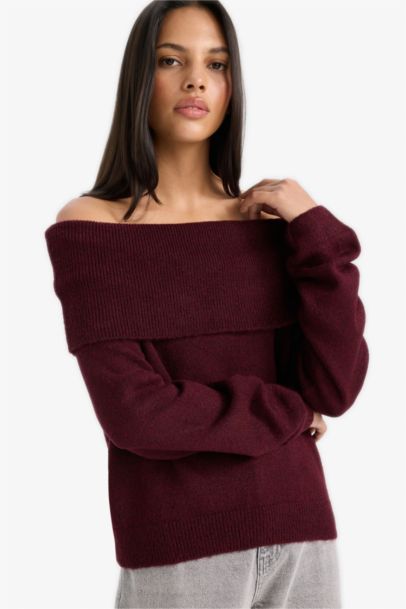 Regular Fit Strapless Knitwear Pullover