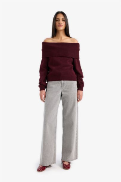 Regular Fit Strapless Knitwear Pullover