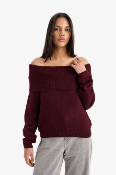 Regular Fit Strapless Knitwear Pullover