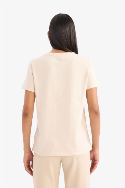 Regular Fit Crew Neck Printed Cotton Short Sleeve T-Shirt