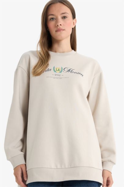 Regular Fit Crew Neck Printed Sweat Tunic