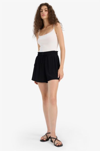 Normal Waist Short Leg Crinkle Viscose Shorts