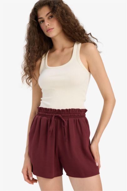 Normal Waist Short Leg Crinkle Viscose Shorts