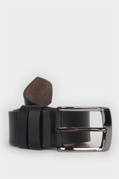 Erkek Dikdörtgen Toka Suni Deri Günlük Kemer