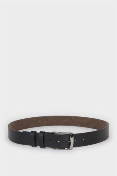 Erkek Dikdörtgen Toka Suni Deri Günlük Kemer