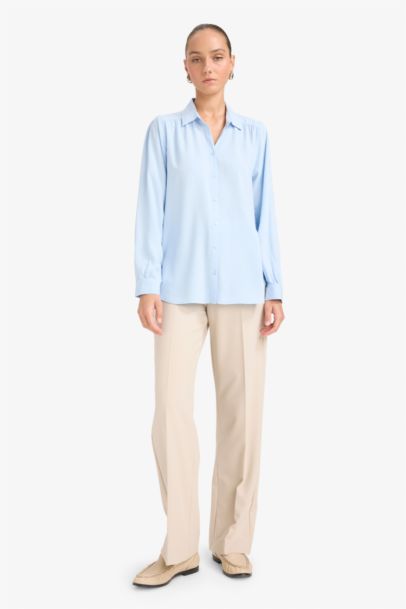 قميص كم طويل جاكار قصة عادية