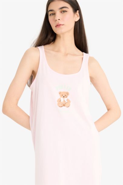 Fall in Love Regular Fit U Neck Printed Suspender Nightgown