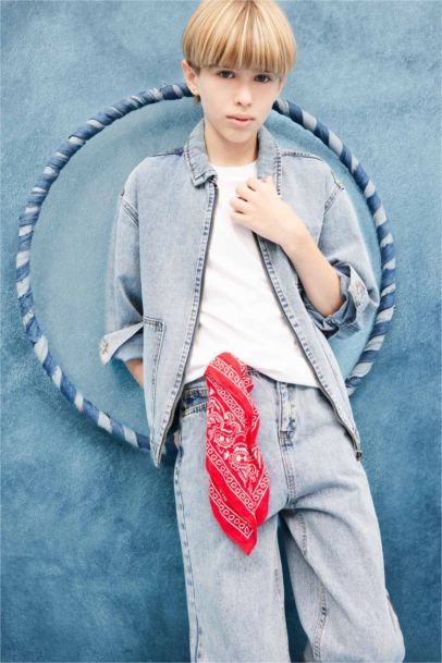 Polo Yaka Denim Ceket Erkek Çocuk