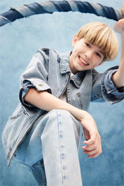 Polo Yaka Denim Ceket Erkek Çocuk