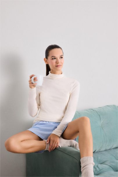 توب بيجاما كشمير ناعم محكم كم طويل من Fall in Love