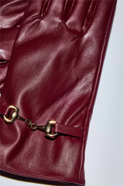 Woman Faux Leather Gloves