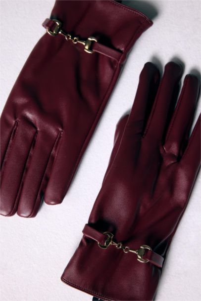 Woman Faux Leather Gloves