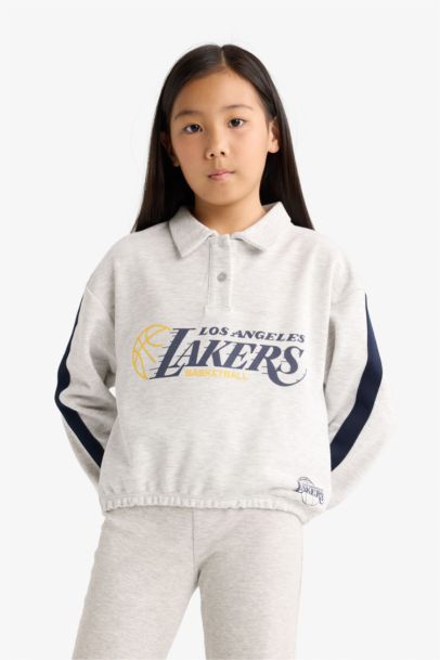 NBA Los Angeles Lakers Relax Fit Polo Yaka Sweatshirt Kız Çocuk