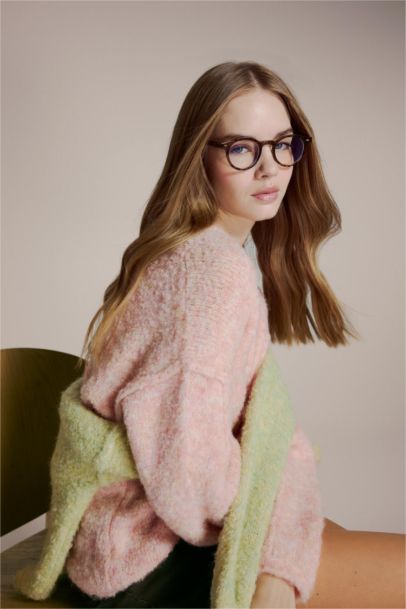 Wool Blend Turtleneck Oversize Fit Knit Pullover