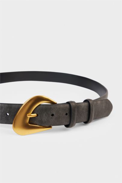 Woman Big Clasp Faux Leather Belt