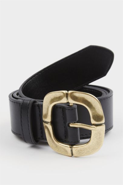 Ceinture en simili cuir avec grande boucle pour femme