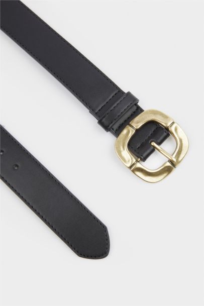 Ceinture en simili cuir avec grande boucle pour femme