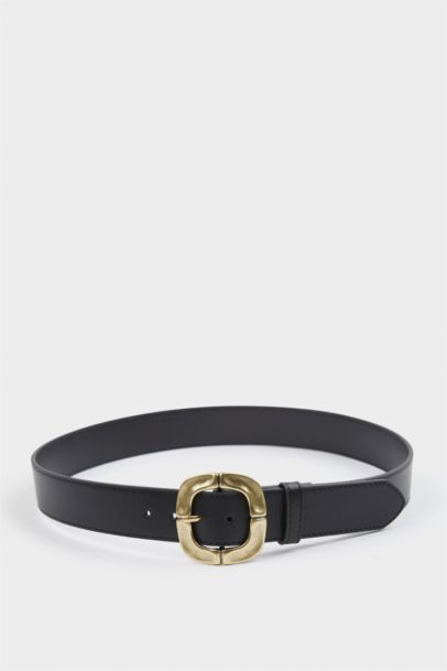 Ceinture en simili cuir avec grande boucle pour femme