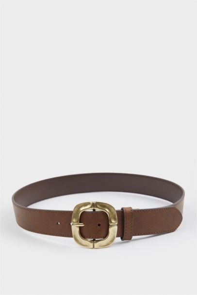 Kadın Büyük Toka Suni Deri Jean Kemeri