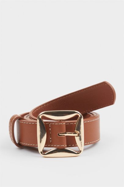 Kadın Kare Toka Suni Deri Jean Kemeri