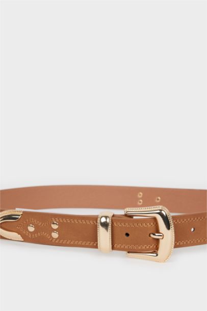 Woman Faux Leather Jean Belt